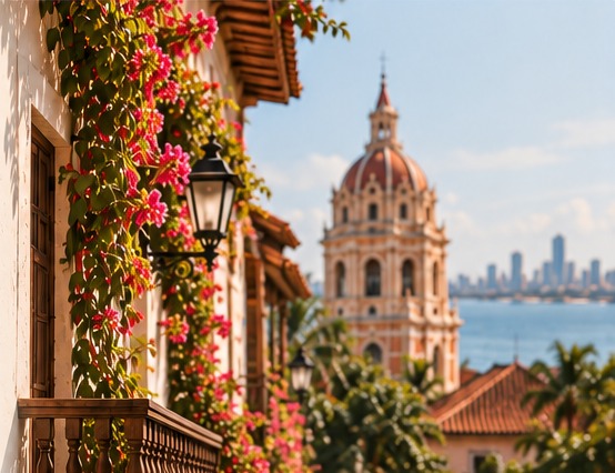 Arquitectura y flores del centro histórico de Cartagena